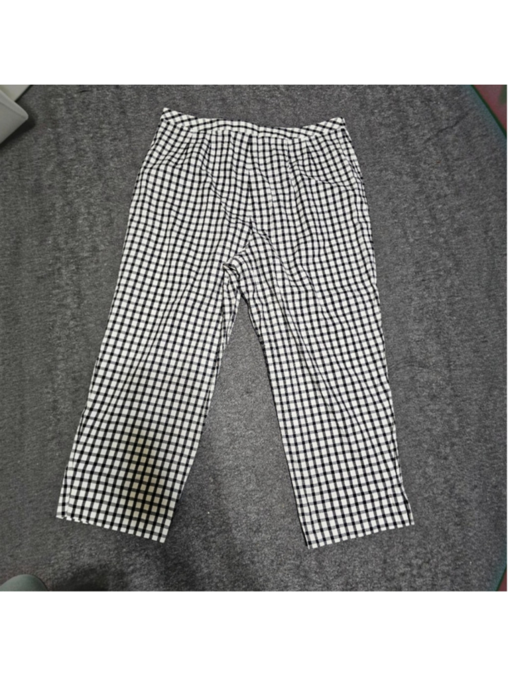 Women's Finity Studio Cropped Pants Size 12 Black White Gingham
